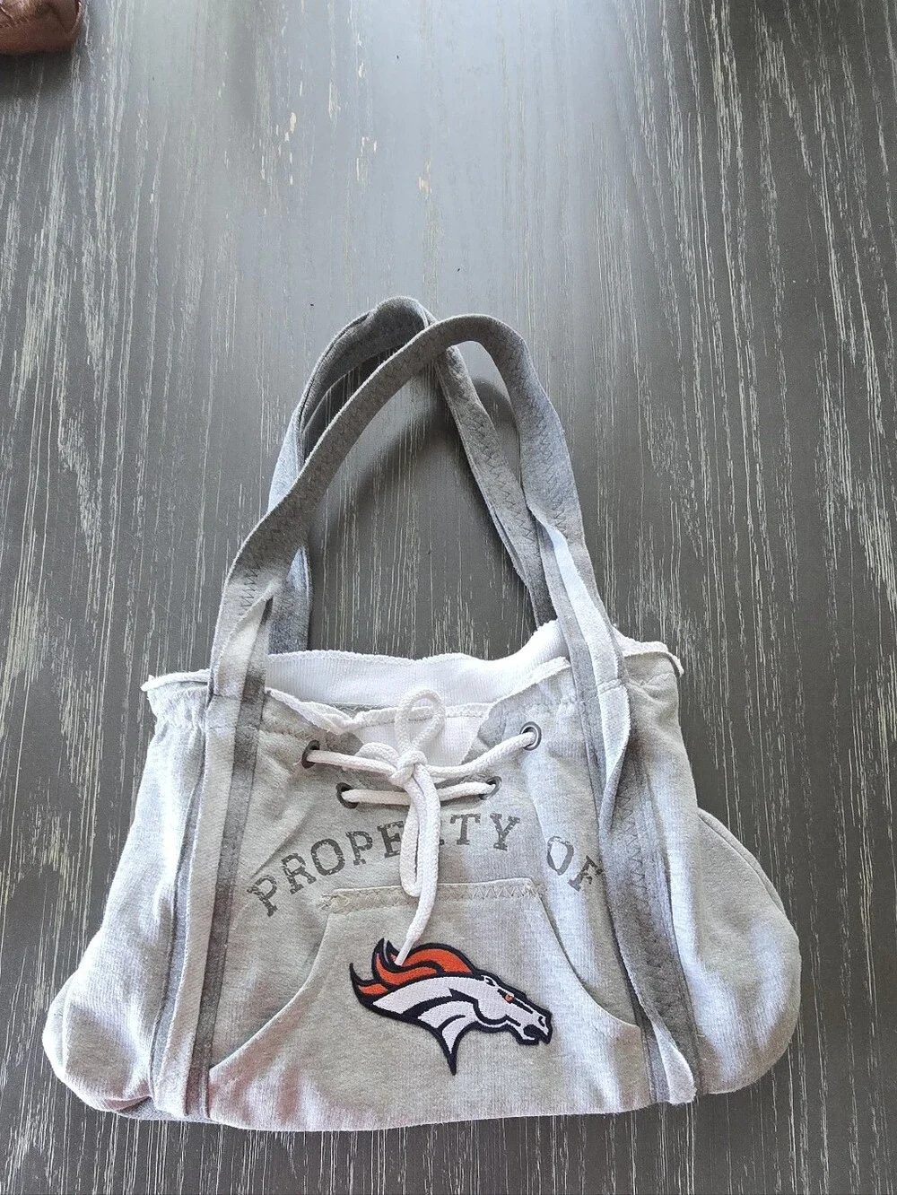 Little Earth Gray and Orange Broncos Logo Hobo Bag